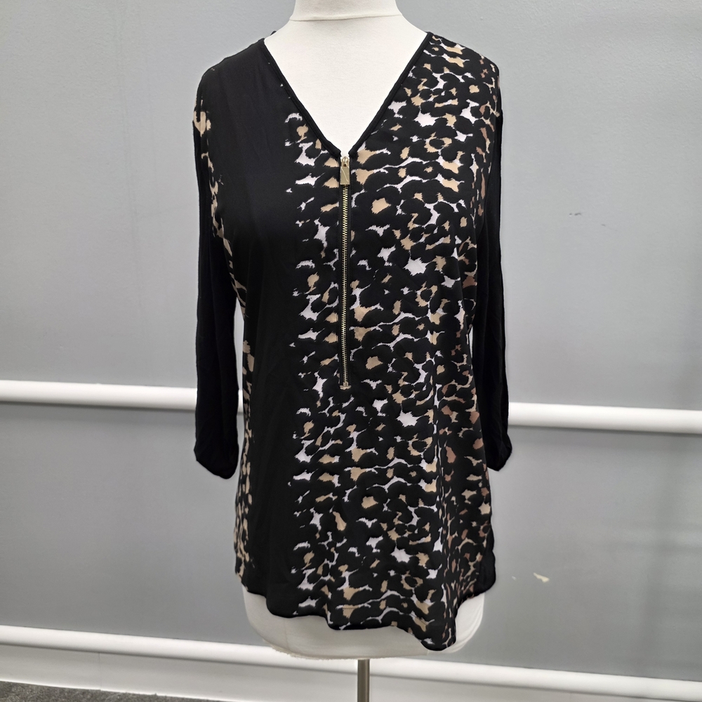 Vince Camuto Animal Print Black and Brown Blouse
